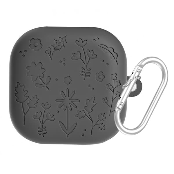 Samsung Galaxy Buds 4 / 4 Pro Skal Silikon Blommigt Tryck Grå