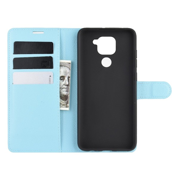 Xiaomi Redmi Note 9 - Litchi Plånboksfodral - Ljus Blå LightBlue Ljus Blå
