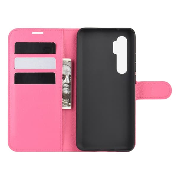 Xiaomi Mi Note 10 Lite - Litchi Plånboksfodral - Rosa Pink Rosa