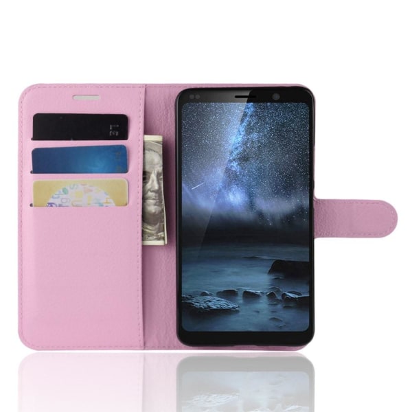 Nokia 9 PureView - Litchi Plånboksfodral - Ljus Rosa LightPink Ljus Rosa