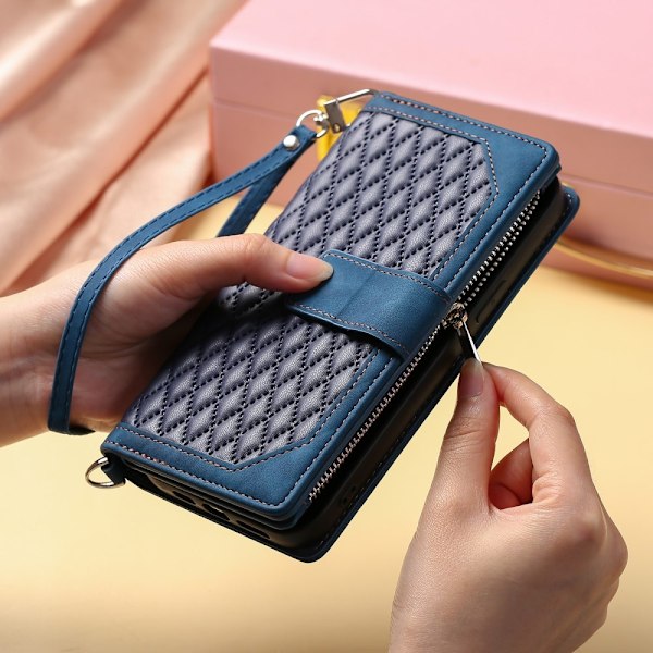 Motorola Moto G35 5G Plånboksfodral Rhombus Läder Blå