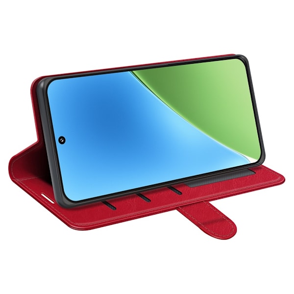 Xiaomi 15 Fodral Crazy Horse Läder Röd