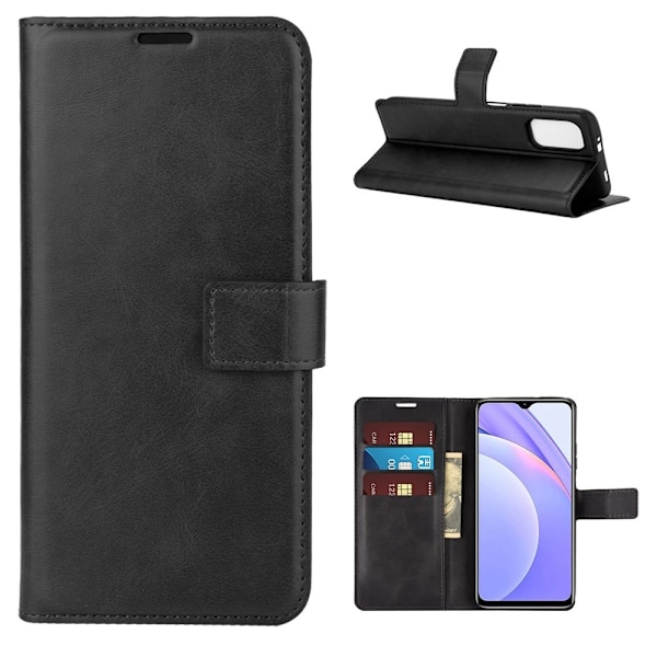 Xiaomi Redmi 9T - Läder Fodral - Svart Black Svart