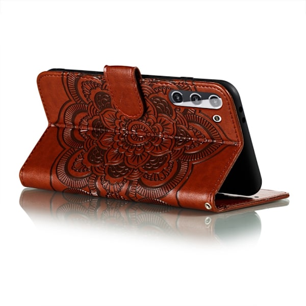 Samsung Galaxy S21 - Mandala Läder Fodral - Brun Brown Brun