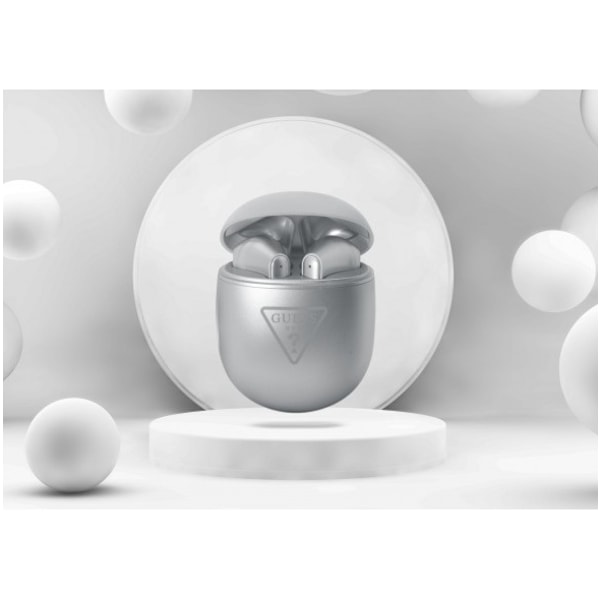 Guess True Wireless Hörlurar Triangle Logo Metallic Silver