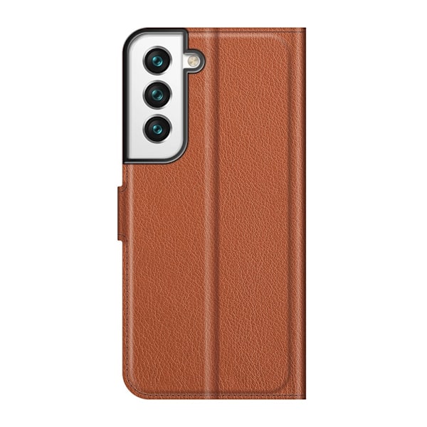 Samsung Galaxy S22 Plus Fodral Litchi Textur Brun