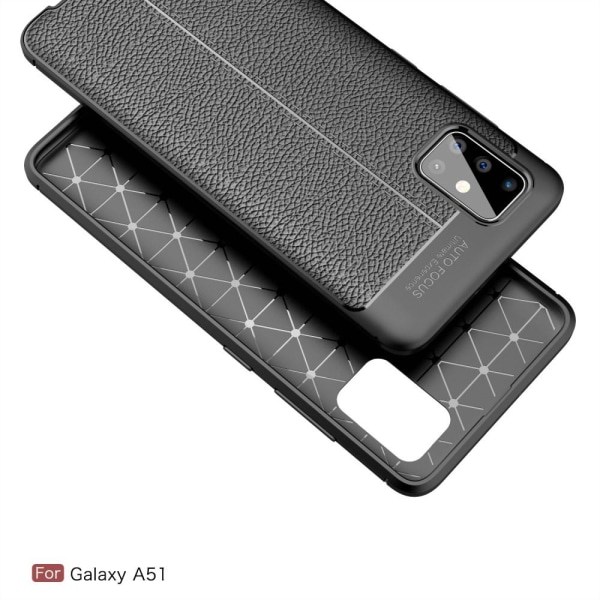 Samsung Galaxy A51 - Litchi Textur Skal - Svart Black Svart