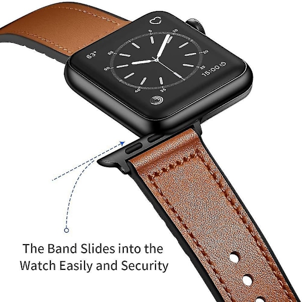 Läderarmband Apple Watch 42/44/45/49 mm Brun Brown Brun