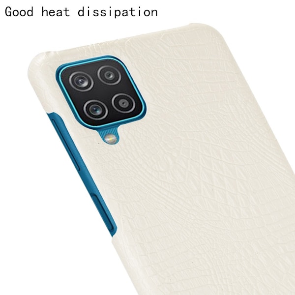 Samsung Galaxy A12 - Krokodil Textur Läder Skal - Vit White Vit