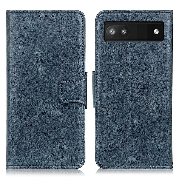Google Pixel 6A Fodral Crazy Horse Läder Blå