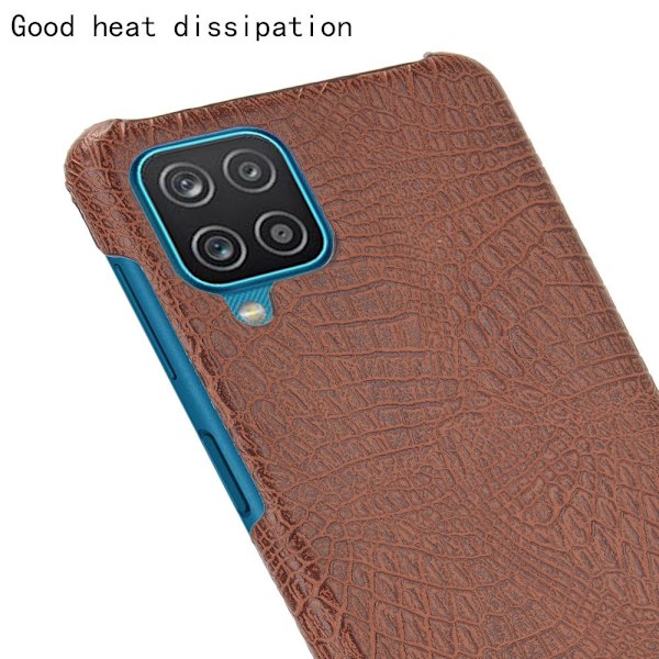 Samsung Galaxy A12 - Krokodil Textur Läder Skal - Brun Brown Brun
