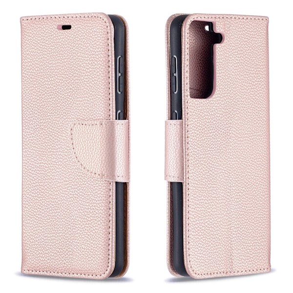 Samsung Galaxy S21 - Litchi Plånboksfodral - Roséguld Roséguld Roséguld