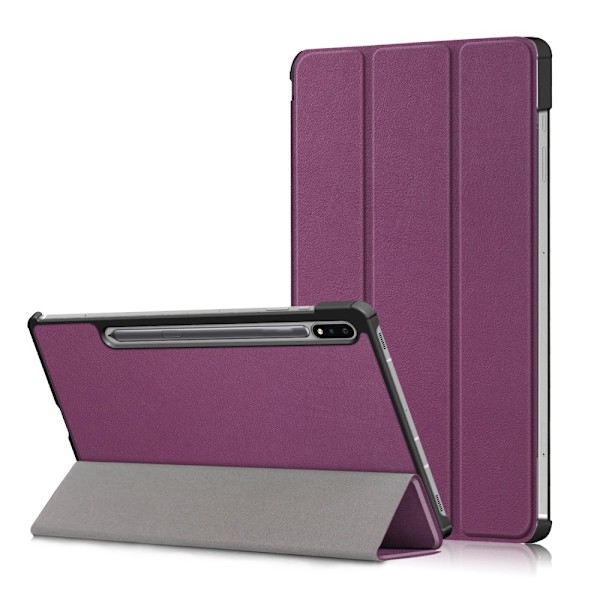 Galaxy Tab S7 FE/S7 Plus/S8 Plus Tri-Fold Läder Fodral Lila Lila