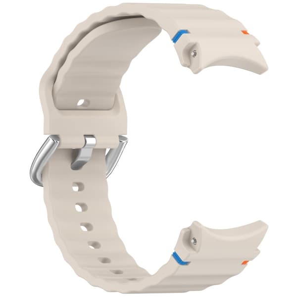Galaxy Watch 5/5 Pro/6/7/FE Armband Silikon Wave Design Beige
