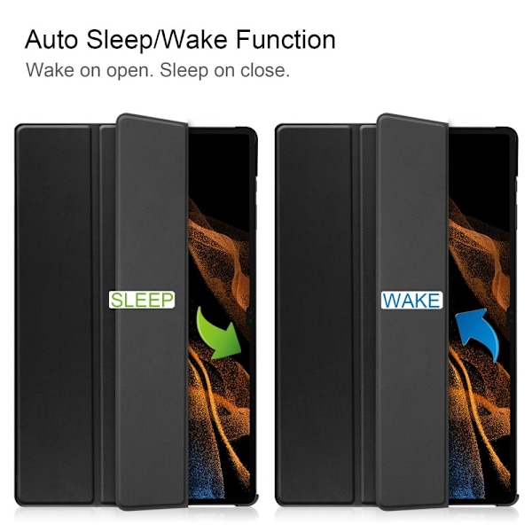 Galaxy Tab S10 Ultra/S9 Ultra/S8 Ultra Fodral Tri-Fold Svart