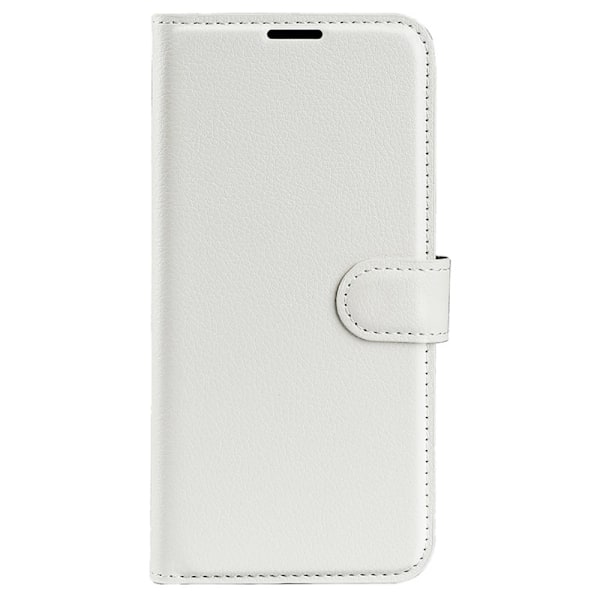 iPhone 16 Plus Fodral Litchi Läder Vit