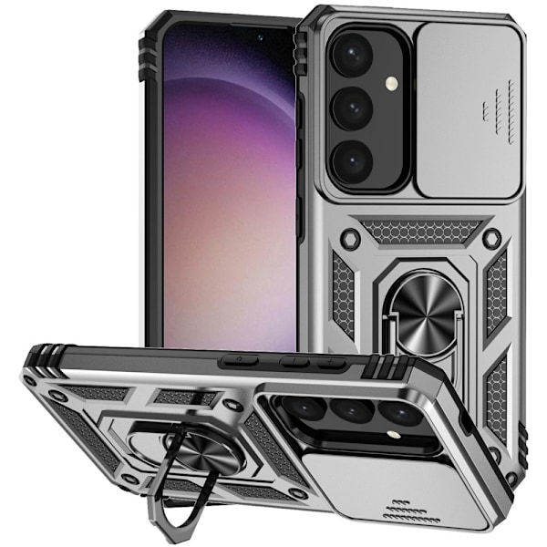 Samsung Galaxy S25 Skal Hybrid Ring CamShield Silver