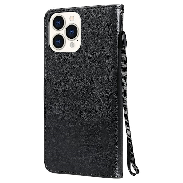 iPhone 13 Pro Max - Klassiskt Solid Läder Fodral - Svart