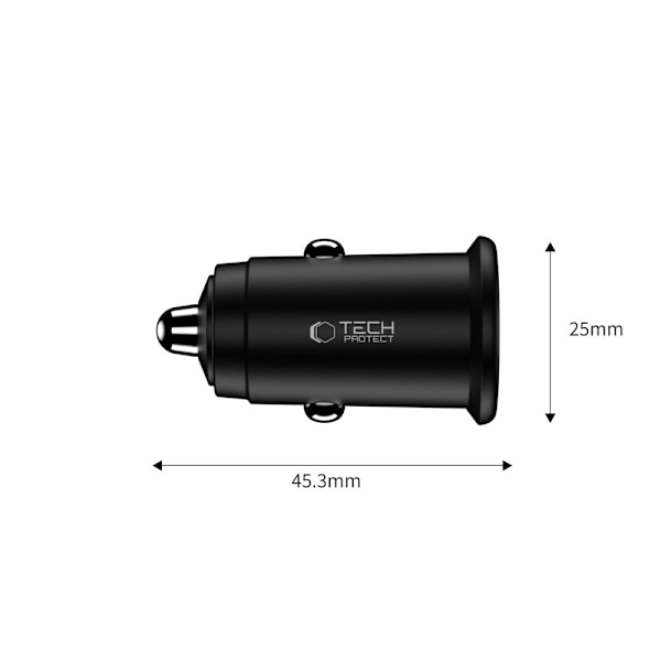 Tech-Protect 35W PD QC USB-C / USB-A Billddare Svart