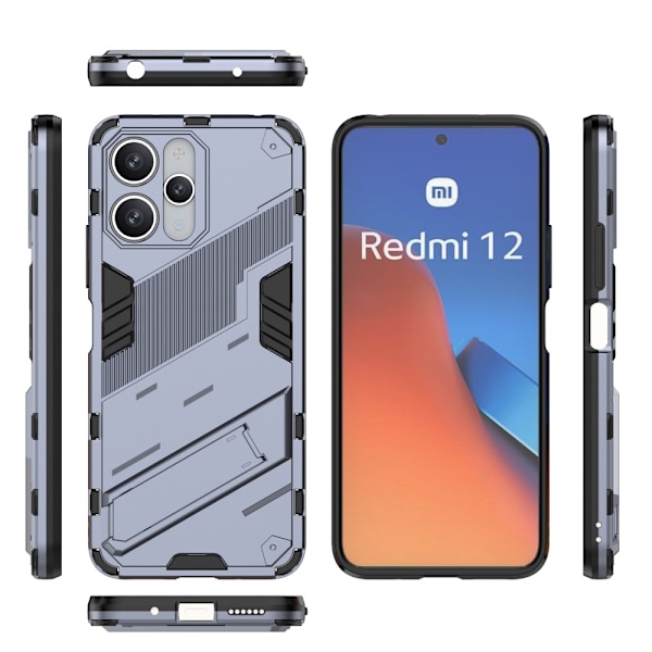 Xiaomi Redmi 12 5G/4G Skal Kickstand Hybrid Armor Grå