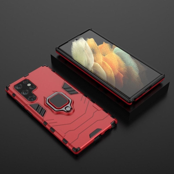 Samsung Galaxy S22 Ultra Skal Hybrid Ring Röd