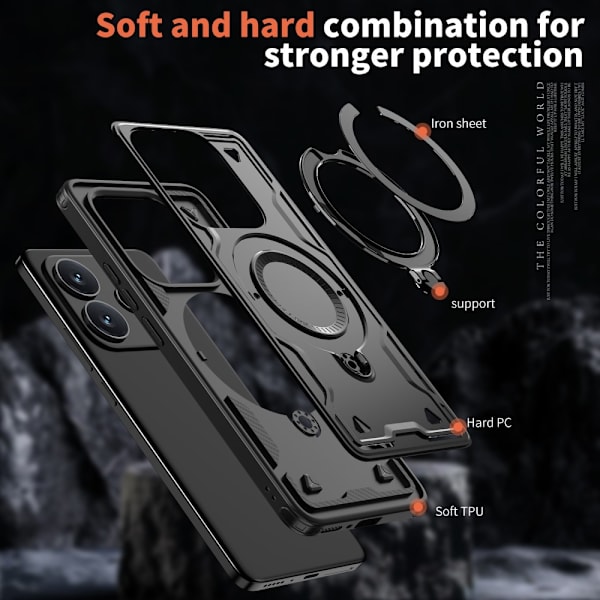 Xiaomi Redmi Note 14 5G Skal MagSafe Kickstand Hybrid Svart