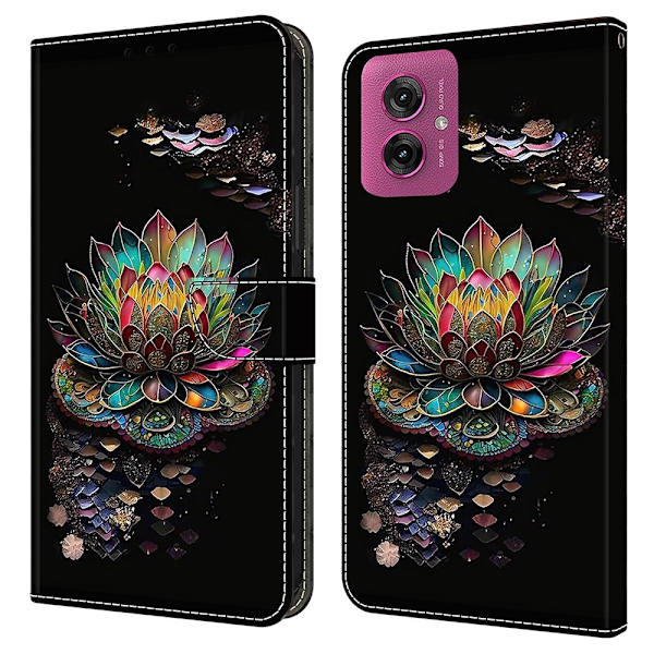 Motorola Moto G55 5G Fodral Läder Lotus Blomma
