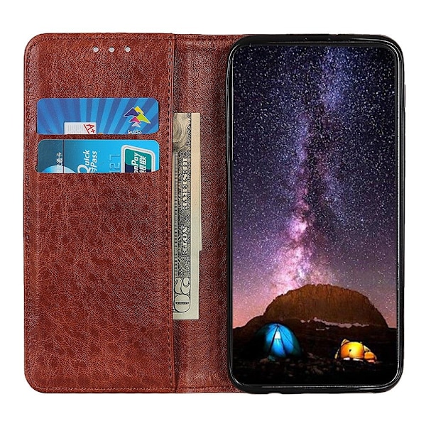iPhone 15 Fodral Crazy Horse Flip Läder Brun