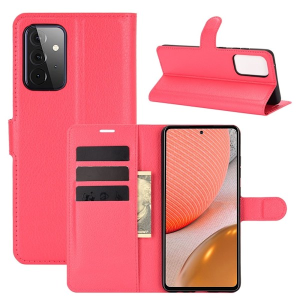 Samsung Galaxy A72 - Litchi Läder Fodral - Röd Red Röd