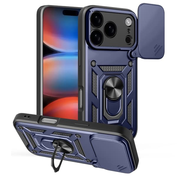 iPhone 17 Pro/18 Pro Skal CamShield Ring Hybrid Blå
