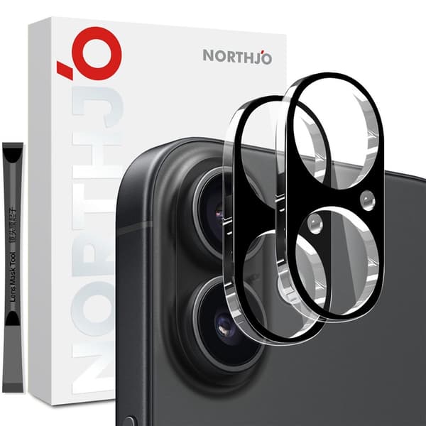 NORTHJO iPhone 17 2-PACK Linsskydd Härdat Glas Svart