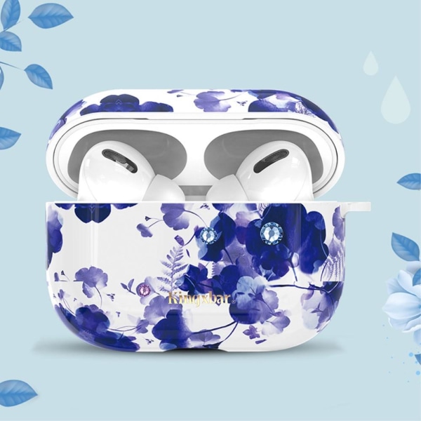 AirPods Pro - KINGXBAR Swarovski Dekor Skal - Blåa Blommor Blåa Blommor Blåa Blommor