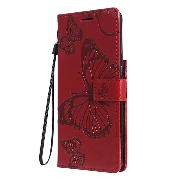 Samsung Galaxy S21 - Butterfly Läder Fodral - Röd Red Röd