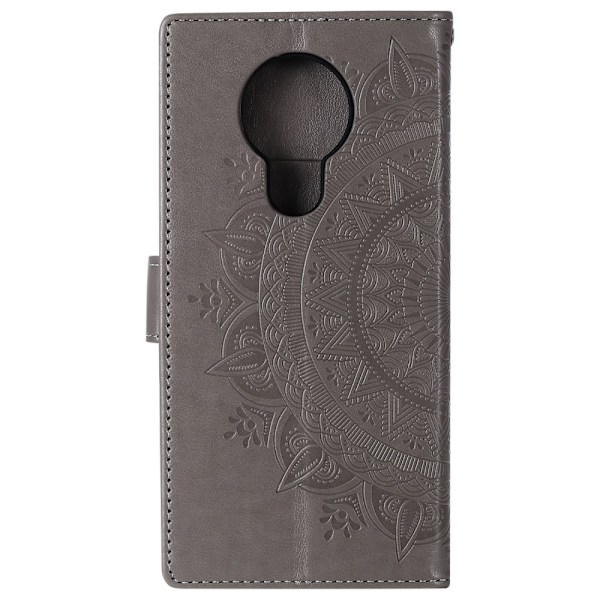Nokia 3.4 - Mandala Läder Fodral - Grå Grey Grå
