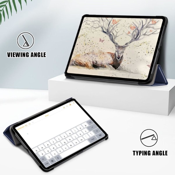 iPad Air 2020/2022 Fodral Tri-Fold Litchi Blå Blue Blå