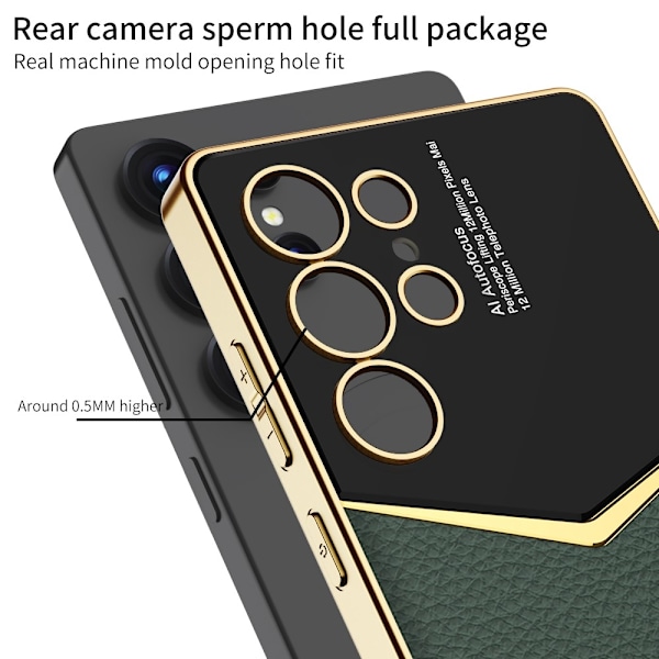 GKK Galaxy S25 Ultra Skal Läder Hybrid Electroplate Grön