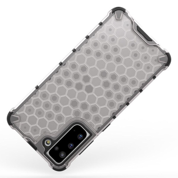 Samsung Galaxy S21 - Armor Honeycomb Textur Skal - Transparant Grey Grå