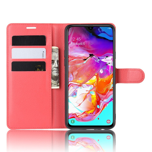 Samsung Galaxy A20s - Litchi Plånboksfodral - Röd Red Röd