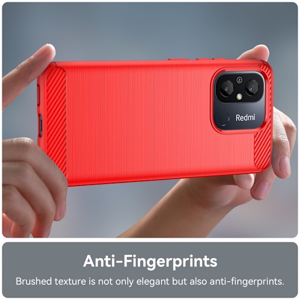 Xiaomi Redmi 12C 4G Skal Kolfiber Textur Röd