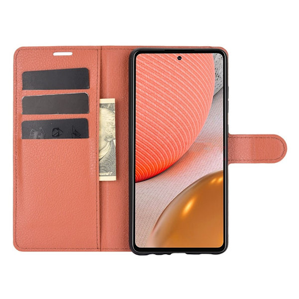 Samsung Galaxy A72 - Litchi Läder Fodral - Brun Brown Brun