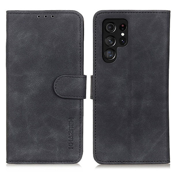 KHAZNEH Samsung Galaxy S22 Ultra Fodral Retro Läder Svart