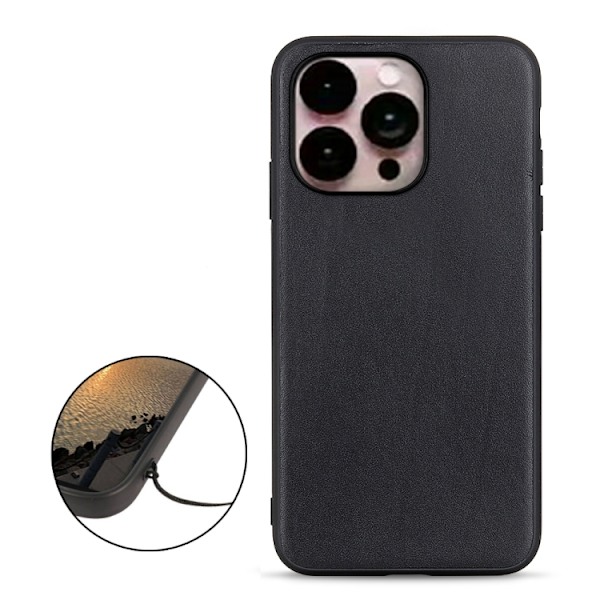 iPhone 14 Pro Max Skal Äkta Läder Svart