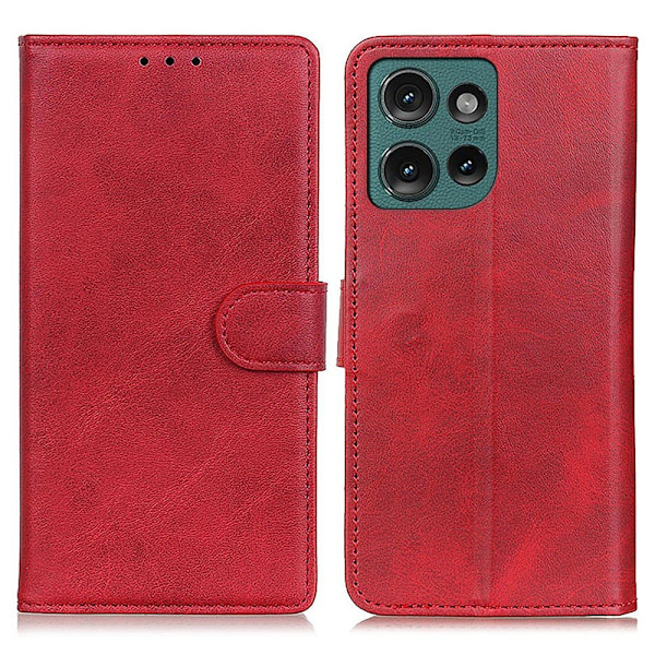Motorola Edge 50 Plånboksfodral Läder Röd