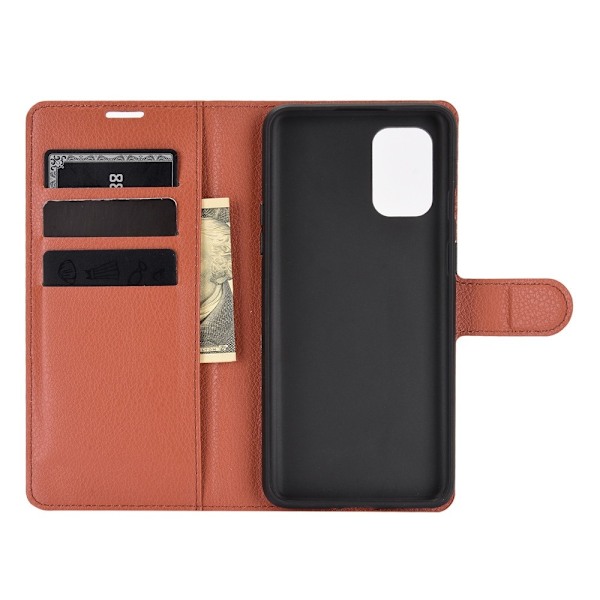 OnePlus 8T / 8T+  - Litchi Läder Fodral - Brun Brown Brun