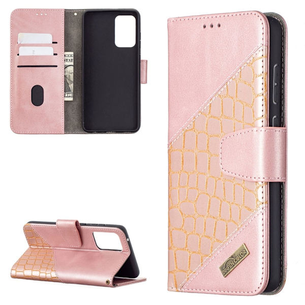 Samsung Galaxy A72 - Krokodil Läder Fodral - Roséguld Roséguld Roséguld