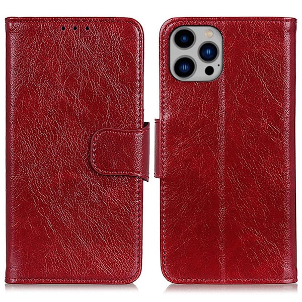 iPhone 16 Pro Fodral Split Läder Röd