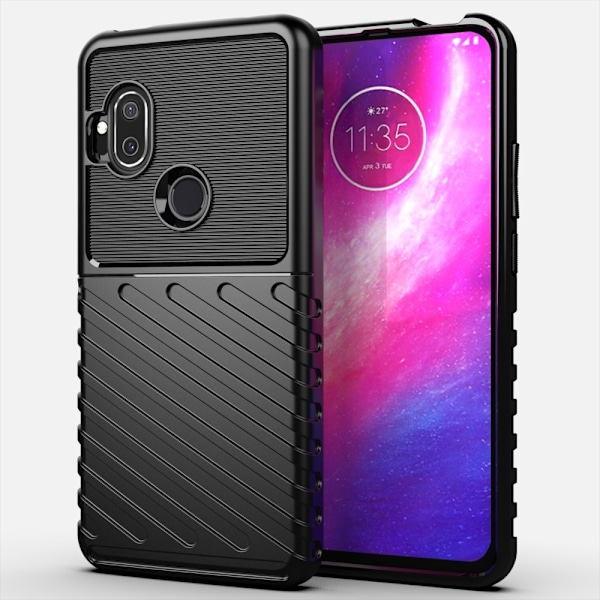 Motorola One Hyper - Twill Textur Skal - Svart Svart
