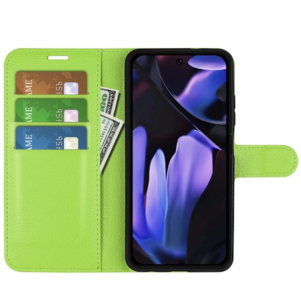 Google Pixel 9a Fodral Litchi Läder Grön