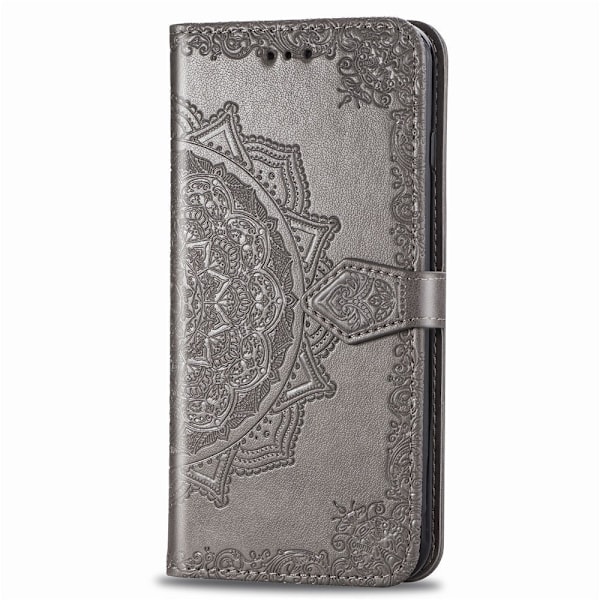iPhone 11 Pro Max - Mandala Läder Fodral - Grå Grey Grå
