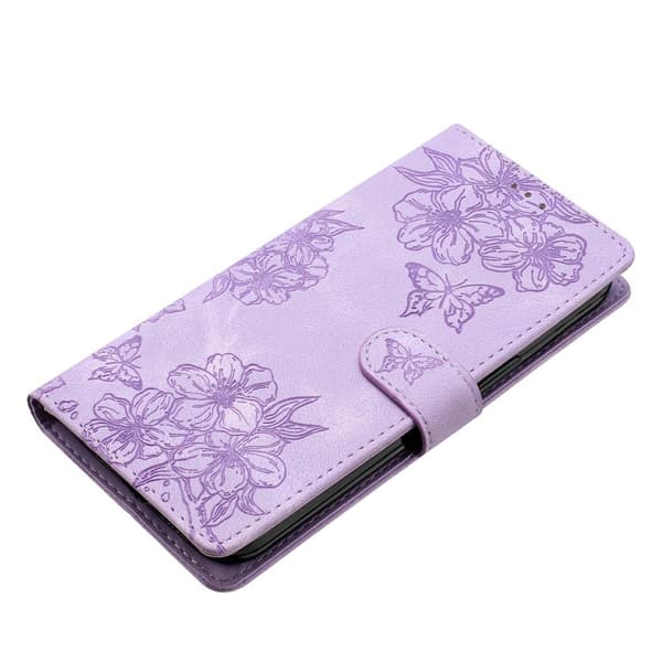 iPhone 17 Pro Max Fodral Med Blommigt Tryck Läder Lila